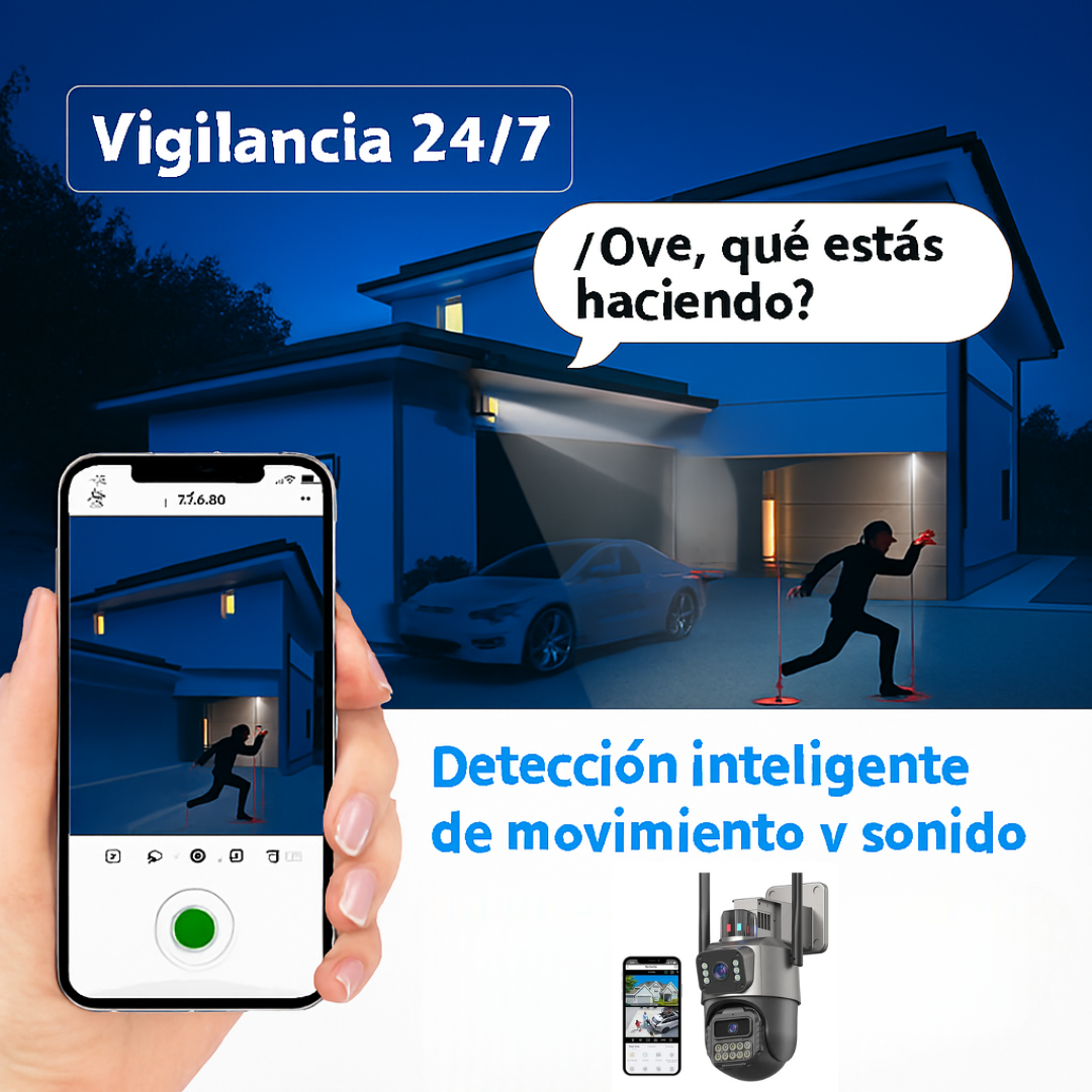 Cámara de Vigilancia Exterior Doble Lente