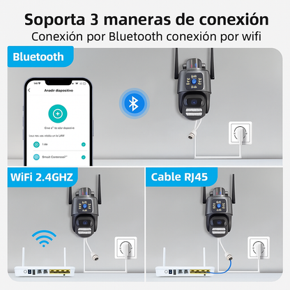 Cámara de Vigilancia Exterior Doble Lente