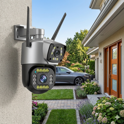 Cámara de Seguridad PTZ Lente Dual para